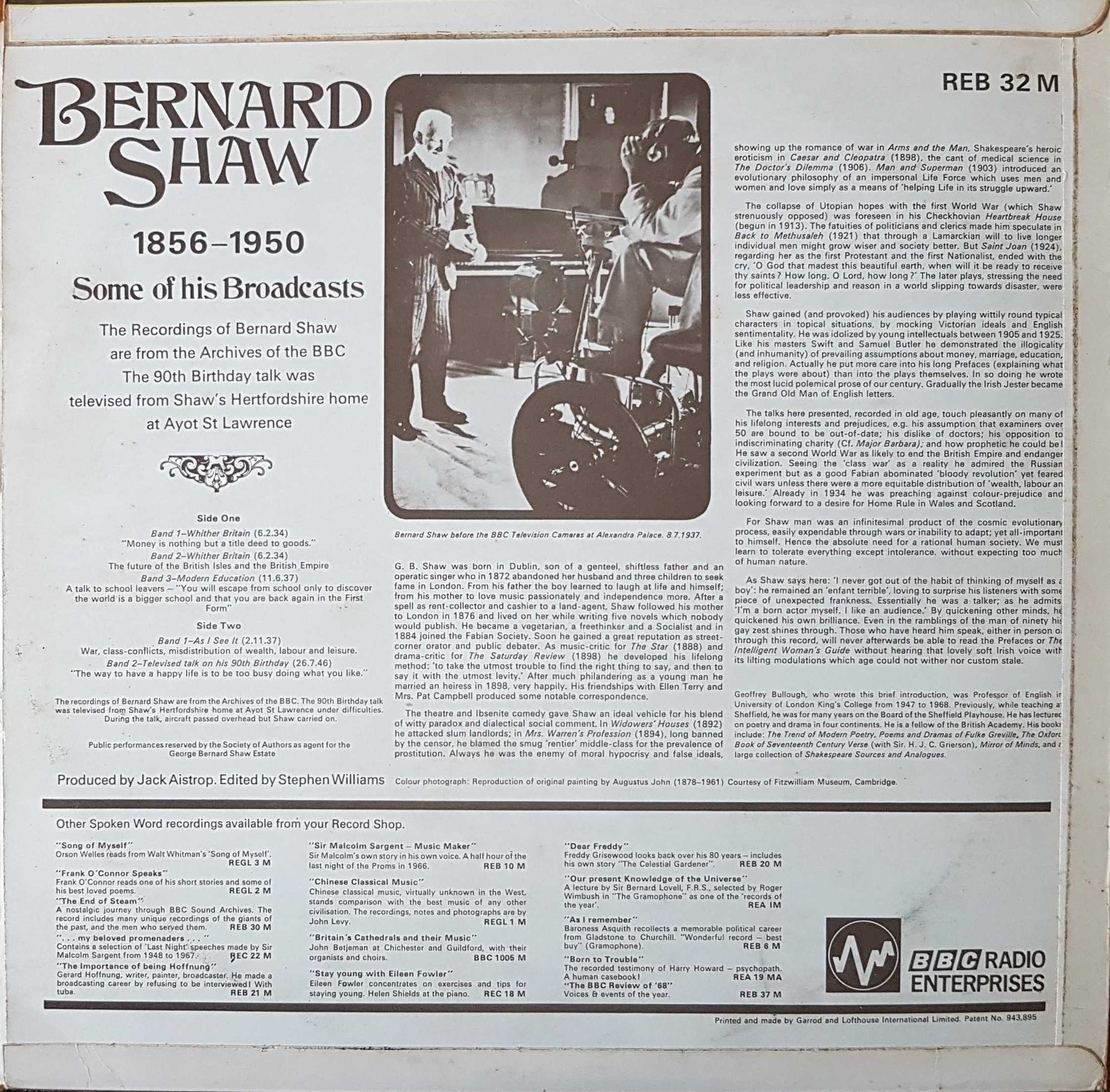 Picture of REB 32 Bernard Shaw 1856 - 1950 by artist Bernard Shaw from the BBC records and Tapes library